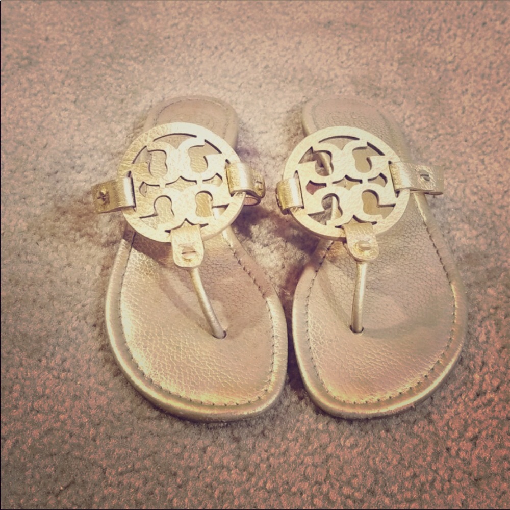 Tory Burch Gold Miller Sandals  size 8 1/2